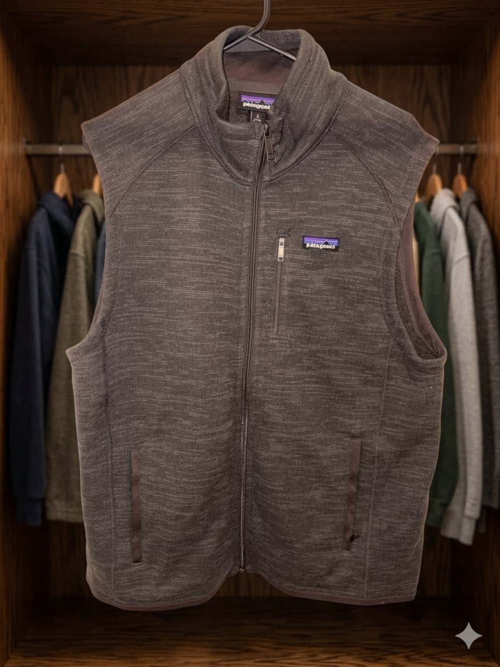 Patagonia Men's Heathered Taupe Full-Zip Fleece Vest